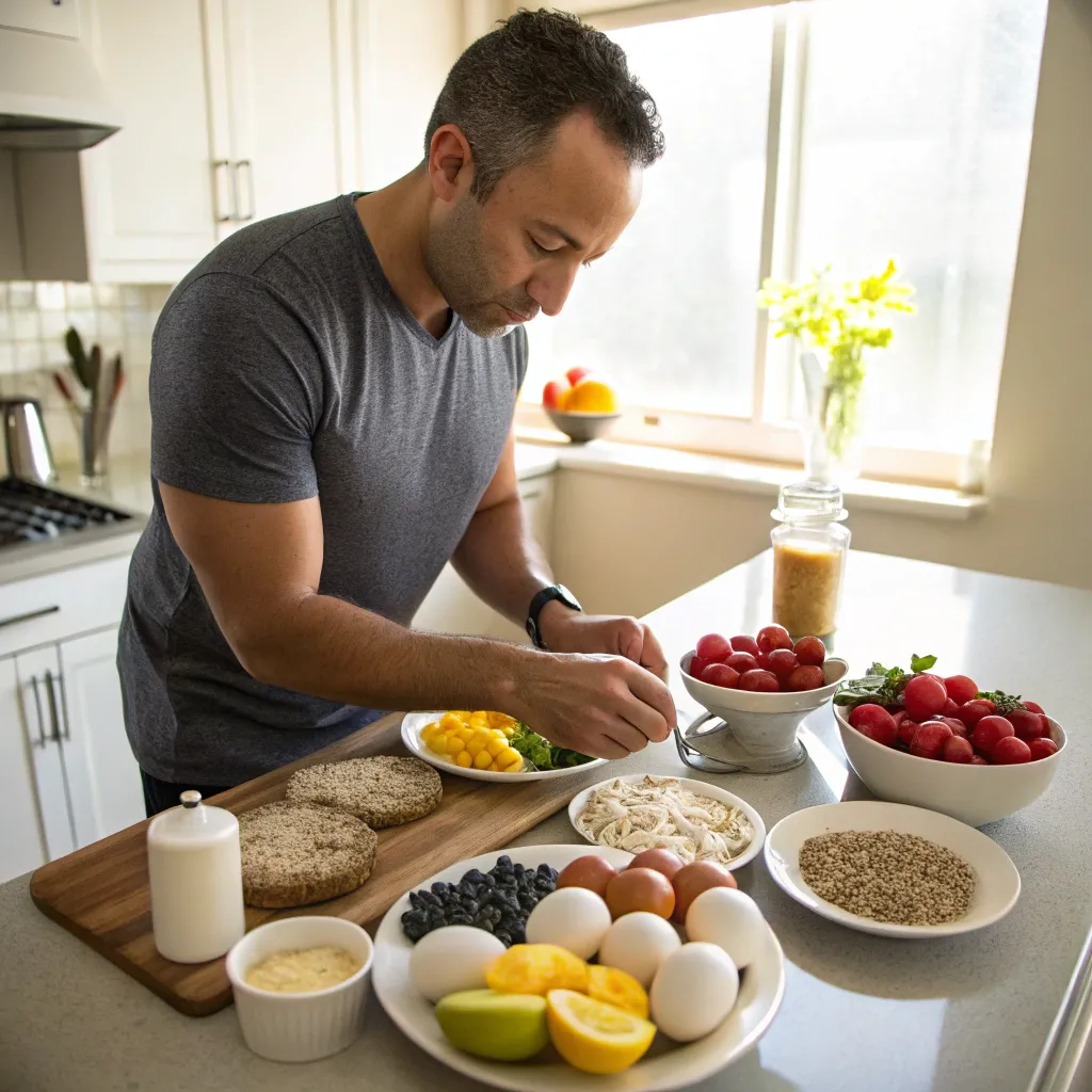 Mark Rivera preparing a nutritious breakfast